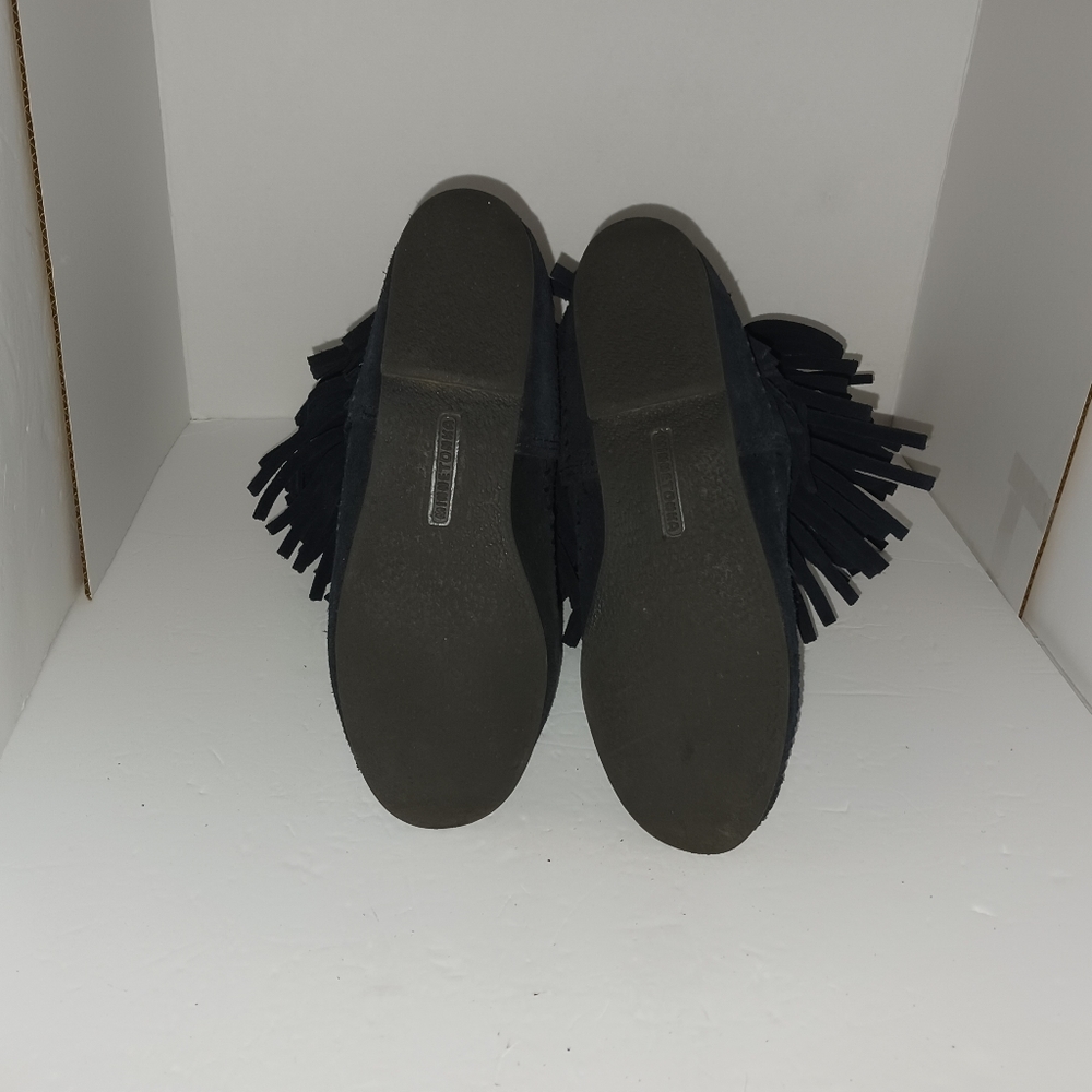 Minnetonka Black Suede Fringe Moccasin Pull-On Boots - US 8 - EUC - Picture 4 of 9